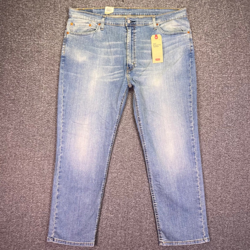 Levis 541 Athletic Taper Jeans Mens 42x29 Light Wash Blue Stretch Casual Denim